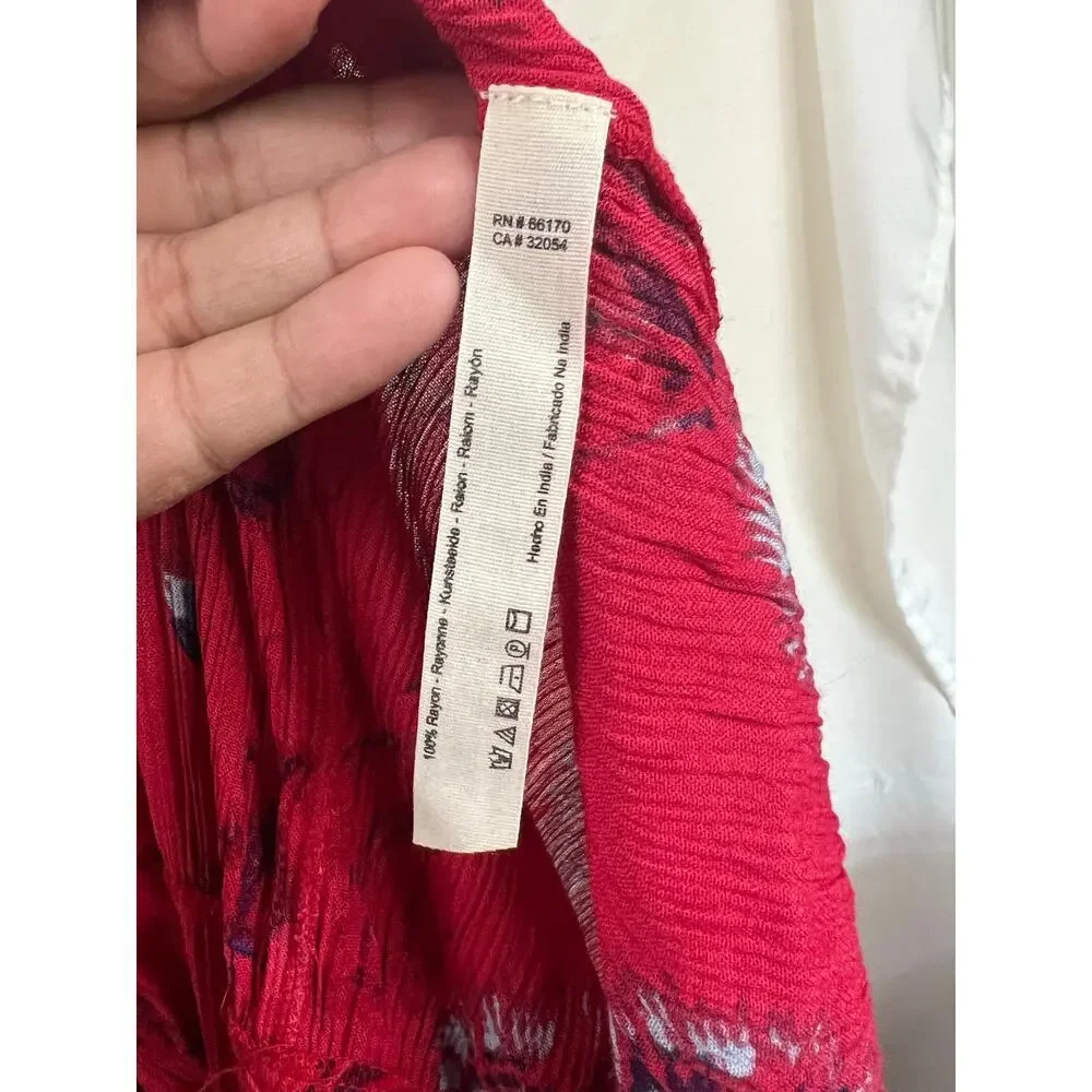 Intimately Free People Womens Red Floral Floor Length Dress Size Large - Picture 4 of 5